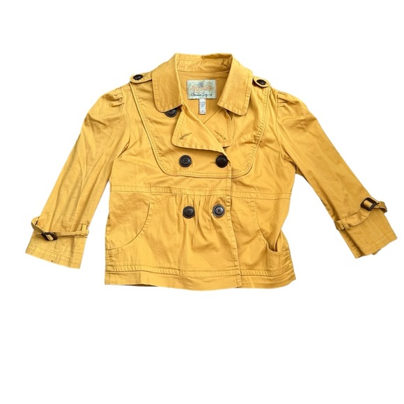 American Rag Womens Size Medium Utility Zip Button Up Coat Jacket Top Mustard - Picture 2 of 6